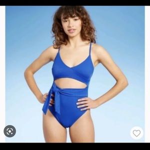 Target Shade and Shore 2021 Sapphire Cut Out sash tie one piece bathing suit